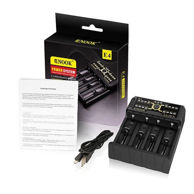Enook E4 Baterías de iones de li descarga de cargador con carga de Ake DC 3.6V / 3.7V