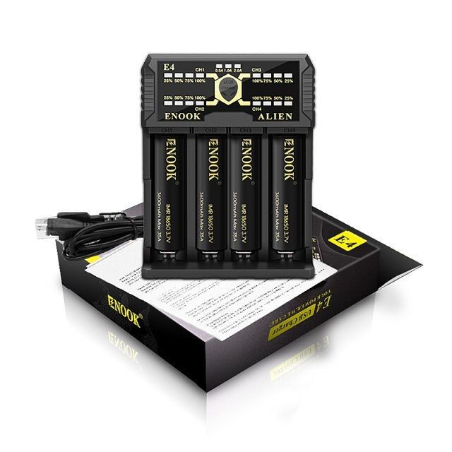 Enook E4 Baterías de iones de li descarga de cargador con carga de Ake DC 3.6V / 3.7V