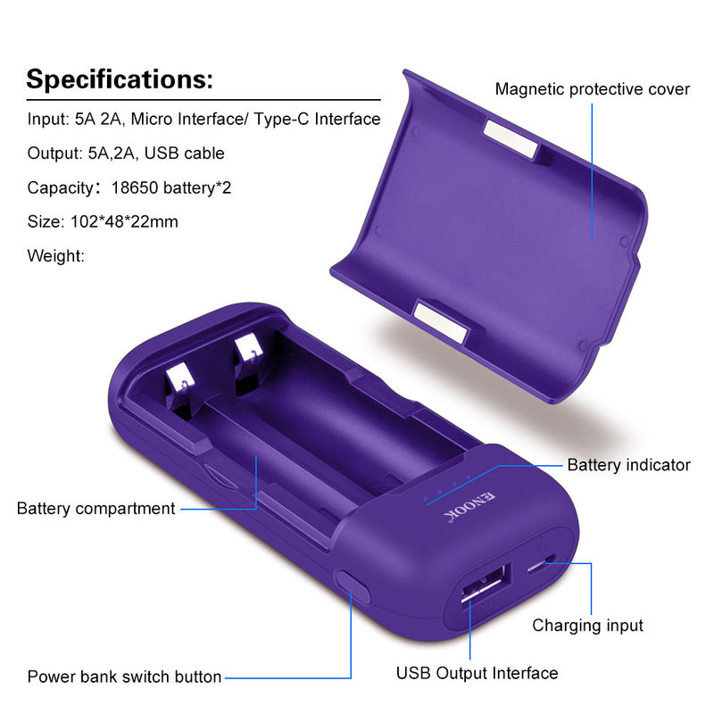 Banco de energía cargador de batería de coche caja cargador de adaptador para 3.7V 18500 18650 21700 célula