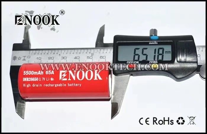 Mejor vendido Enook 26650 de celda de litio 5500mAh 65A de alto consumo 3.7V batería recargable batería de tapa plana