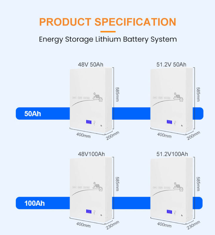 Enook Powerwall Batería solar de iones de litio 48V 5Kw 10Kw 100Ah 200Ah Power Pared montada Lifepo4 Almacenamiento de energía solar para el hogar