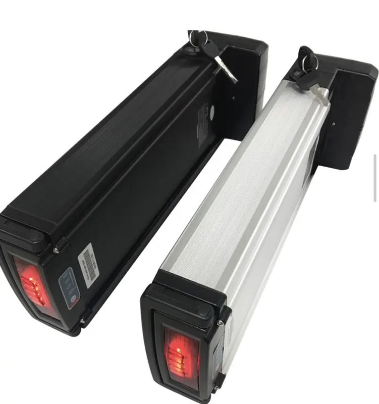 48V 36V Rear Rack Batería de Iones de Litio para Bicicleta Cargador de Peso Personalizado Cuerpo de Plata