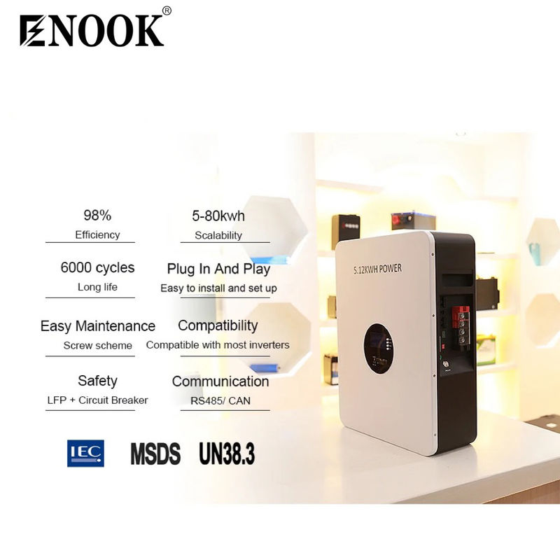 Batería PowerWall 51.2V 100Ah Vida útil de ciclo largo Batería de almacenamiento de energía para el hogar de iones de litio