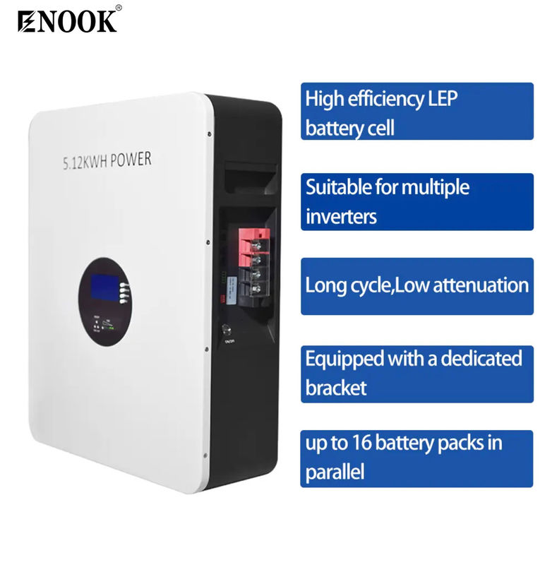 5.12kwh Batería única LiFePO4 Batería de almacenamiento de energía para el hogar con grado de protección IP20
