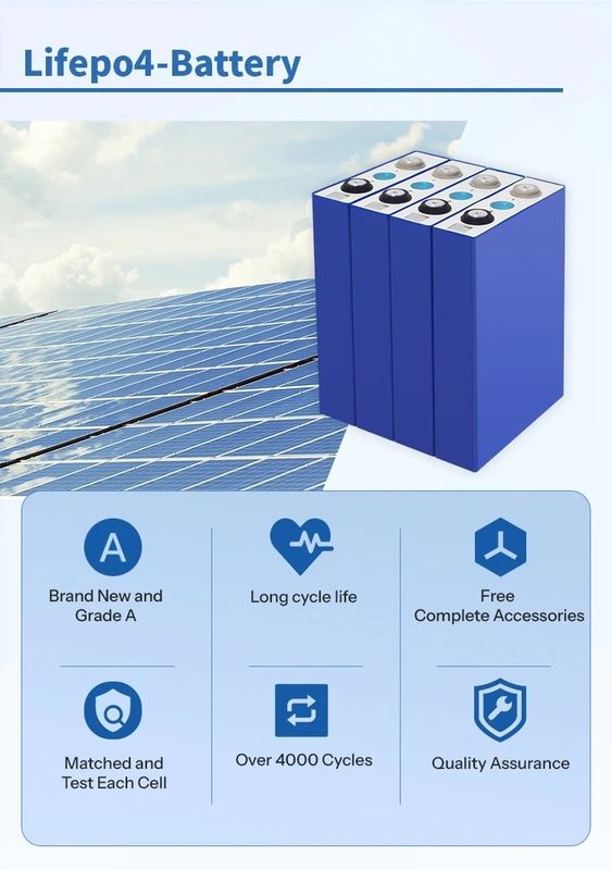 Grado A 8000 Ciclos 3.2V Baterías de iones de litio 50ah 105ah 120ah 280ah 12v 24v 48v Batería Lifepo4