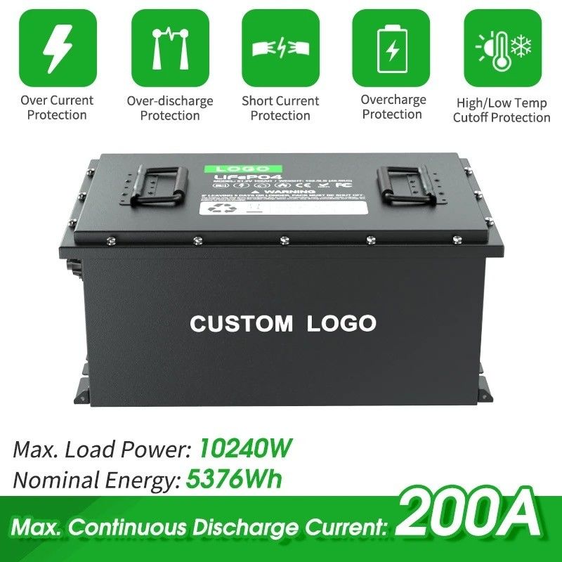 58.4V 100ah 105ah 200ah Golf Cart LiFePO4 Batería eléctrica de iones de litio 51.2V Ciclo profundo IP64