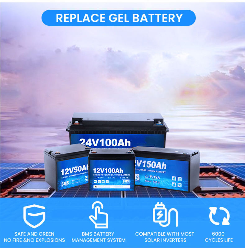 Vida útil del ciclo profundo 4000 veces 12V 200ah Batería LiFePO4 para el sistema de almacenamiento solar para el hogar y RV